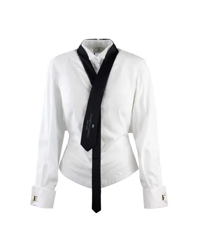 ELISABETTA FRANCHI WHITE SHIRT WITH TIE