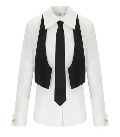 Elisabetta Franchi White Shirt With Vest And Tie