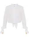 Elisabetta Franchi White Shirt With Rhinestones And Knot In White