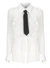 Elisabetta Franchi White Silk Shirt With Front Fringes In White