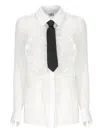 Elisabetta Franchi White Silk Shirt With Front Fringes