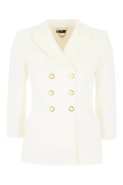 Elisabetta Franchi White Stretch Viscose Blazer In 360