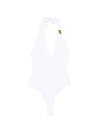 Elisabetta Franchi White Swimsuit With Gold Detail