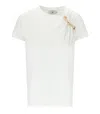 Elisabetta Franchi Asymmetric Neckline T-shirt With Gold Brooch Accents