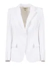 Elisabetta Franchi White Tailored Structured Shoulder Blazer In White