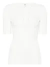 Elisabetta Franchi White Top With Lace-up Detail In Beige