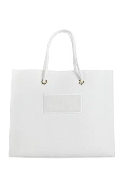 Elisabetta Franchi White Tote Rafia Bag