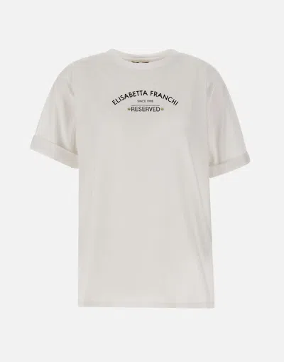 Elisabetta Franchi White Urban Cotton T Shirt, Short Sleeves