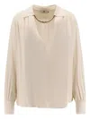 Elisabetta Franchi White V-necked Shirt In Multi