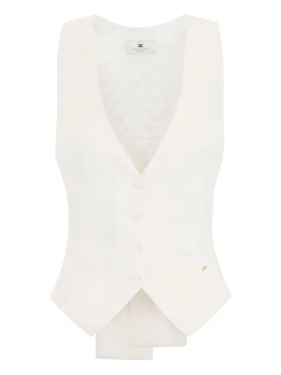 Elisabetta Franchi White Vest With Bow Detail On The Back