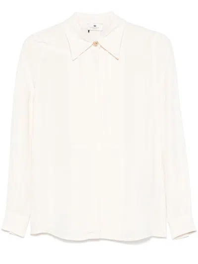 Elisabetta Franchi White Viscose Shirt With Pleated Design