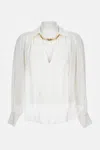 Elisabetta Franchi Viscose Georgette Shirt With Removable Necklace Detail In White