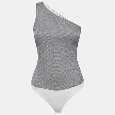 Pre-owned Elisabetta Franchi White/black Jersey One Shoulder Bodycon Top Xxs