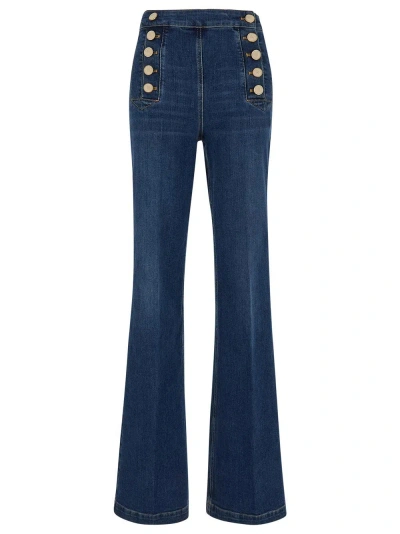 Elisabetta Franchi High-rise Bootcut Jeans In Blue