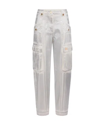 Elisabetta Franchi Wide Leg Cargo Jeans In White