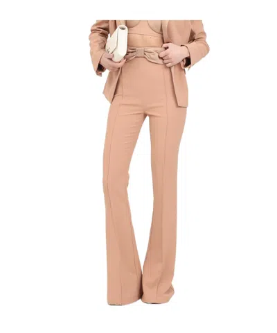 Elisabetta Franchi Wide-leg Casual Pants In Nude