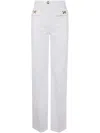 Elisabetta Franchi Cotton Trousers With Jewel Bows In White
