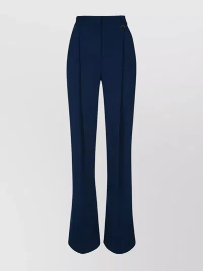 Elisabetta Franchi Wide Leg High Waist Trousers With Belt Loops In Blue