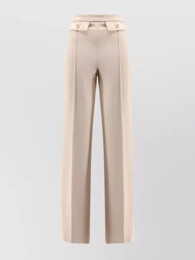 ELISABETTA FRANCHI WIDE LEG HIGH WAIST TROUSERS WITH BUTTONED FLAPS