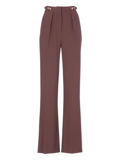 Elisabetta Franchi Bordeaux Wide-leg Trousers With Tailored Front Pleats In Brown