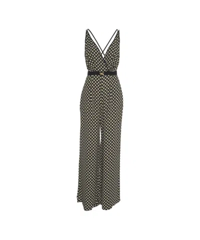 Elisabetta Franchi Wide Leg Jumpsuit With Monogram