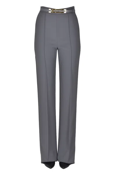 Elisabetta Franchi Wide Leg Trousers In Gray