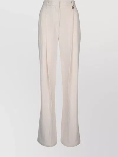 Elisabetta Franchi Wide Leg Trousers Front Pleats In Neutral
