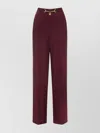 Elisabetta Franchi Wide Leg Trousers Gold Hardware In Red