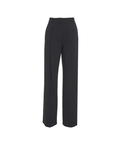 Elisabetta Franchi Wide-leg Trousers With High Waist In Black