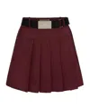 Elisabetta Franchi Technical Nylon Zipped Pleated Mini Skirt In Brown