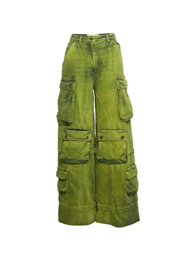 Pre-owned Elisabetta Franchi Wide-leg Cargo Pants In Green