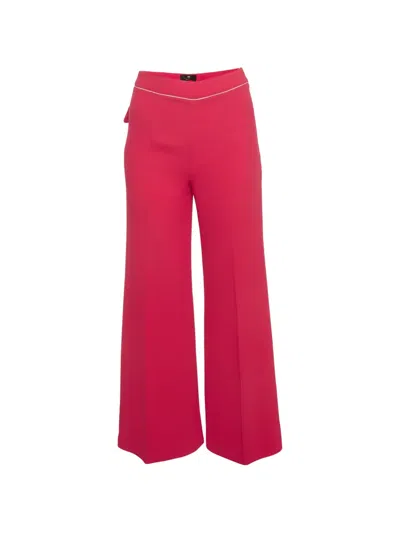 Pre-owned Elisabetta Franchi Wide-leg Trousers In Pink