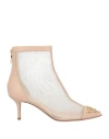 Elisabetta Franchi Woman Ankle Boots Blush Size 7 Leather, Textile Fibers In Pink