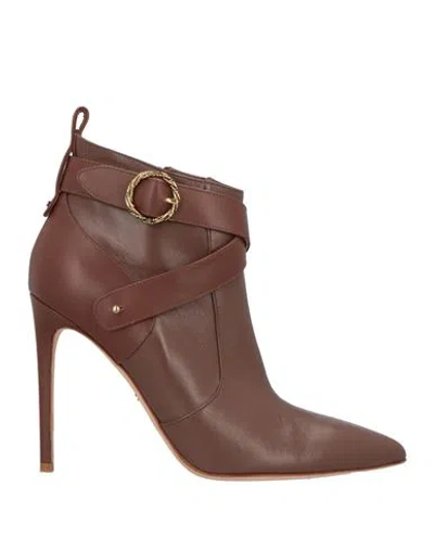 Elisabetta Franchi Woman Ankle Boots Chocolate Brown Size 11 Leather
