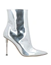 Elisabetta Franchi Woman Ankle Boots Silver Size 8 Leather In White