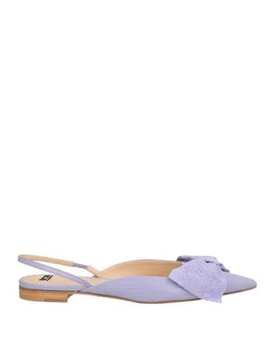 Elisabetta Franchi Woman Ballet Flats Lilac Size 8 Leather