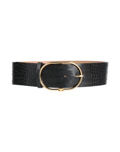 Elisabetta Franchi Woman Belt Black Size 4 Polyurethane, Polyester In Neutral