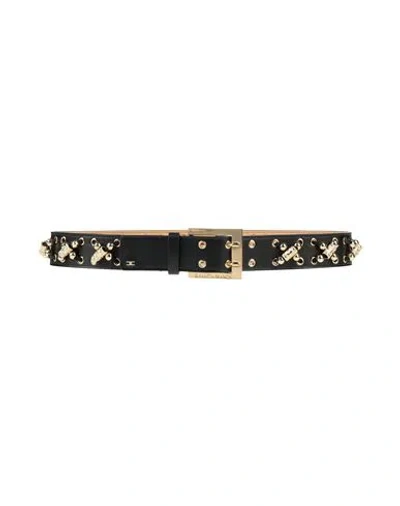 Elisabetta Franchi Woman Belt Black Size 4 Textile Fibers, Metal