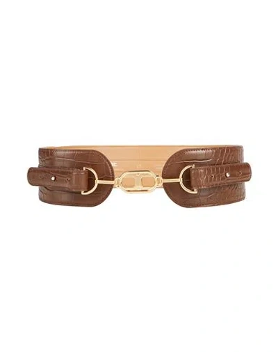 Elisabetta Franchi Woman Belt Brown Size 8 Textile Fibers