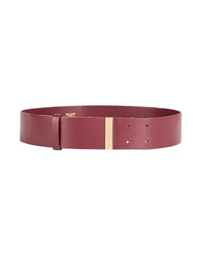 Elisabetta Franchi Woman Belt Burgundy Size 2 Leather In Red