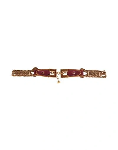 Elisabetta Franchi Woman Belt Burgundy Size 6 Metal, Leather In Red