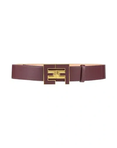 Elisabetta Franchi Woman Belt Burgundy Size 8 Polyester, Polyurethane