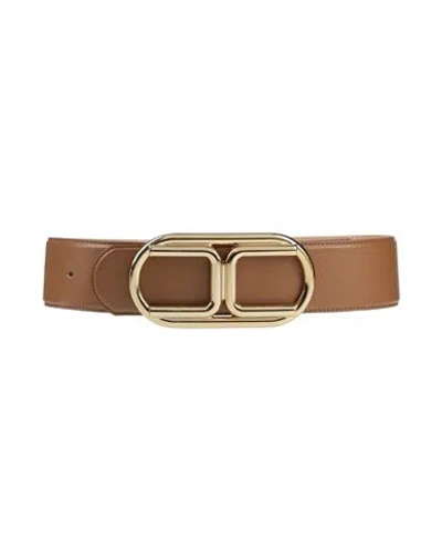Elisabetta Franchi Woman Belt Camel Size 6 Synthetic Fibers In Sand