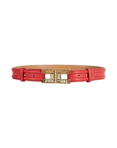 Elisabetta Franchi Woman Belt Coral Size 4 Textile Fibers In Red