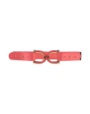 Elisabetta Franchi Woman Belt Coral Size 8 Soft Leather In Red