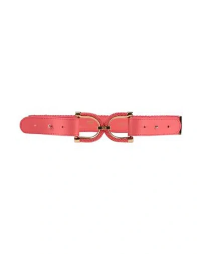 Elisabetta Franchi Woman Belt Coral Size 8 Soft Leather In Red
