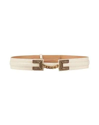 Elisabetta Franchi Woman Belt Cream Size 4 Synthetic Fibers In Brown