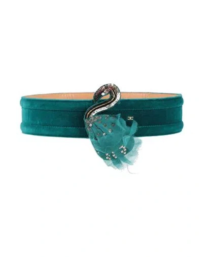 Elisabetta Franchi Woman Belt Deep Teal Size 4 Leather