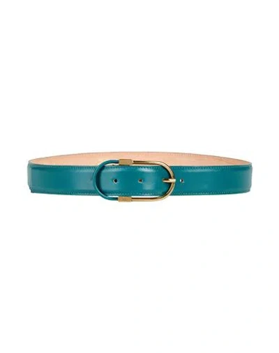 Elisabetta Franchi Woman Belt Deep Teal Size 4 Textile Fibers In Green