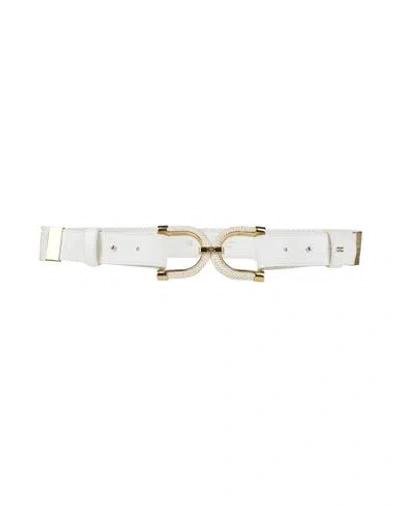 Elisabetta Franchi Woman Belt Ivory Size 8 Textile Fibers In White
